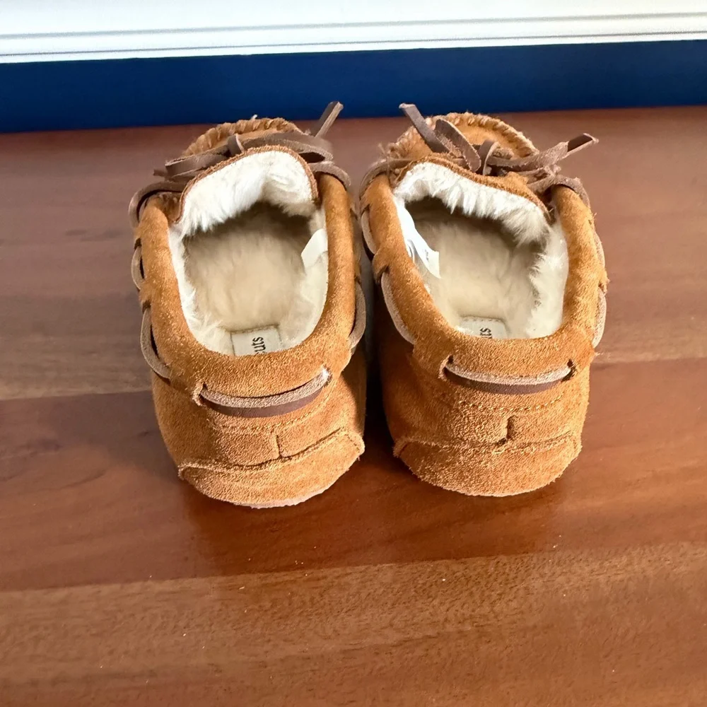 Crewcuts by J.Crew Youth Suede Faux-Shearling Moccasin Slippers Toddler Size 12